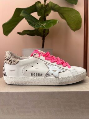 Women’s Golden Goose Super-Star Sneakers with Silver Star